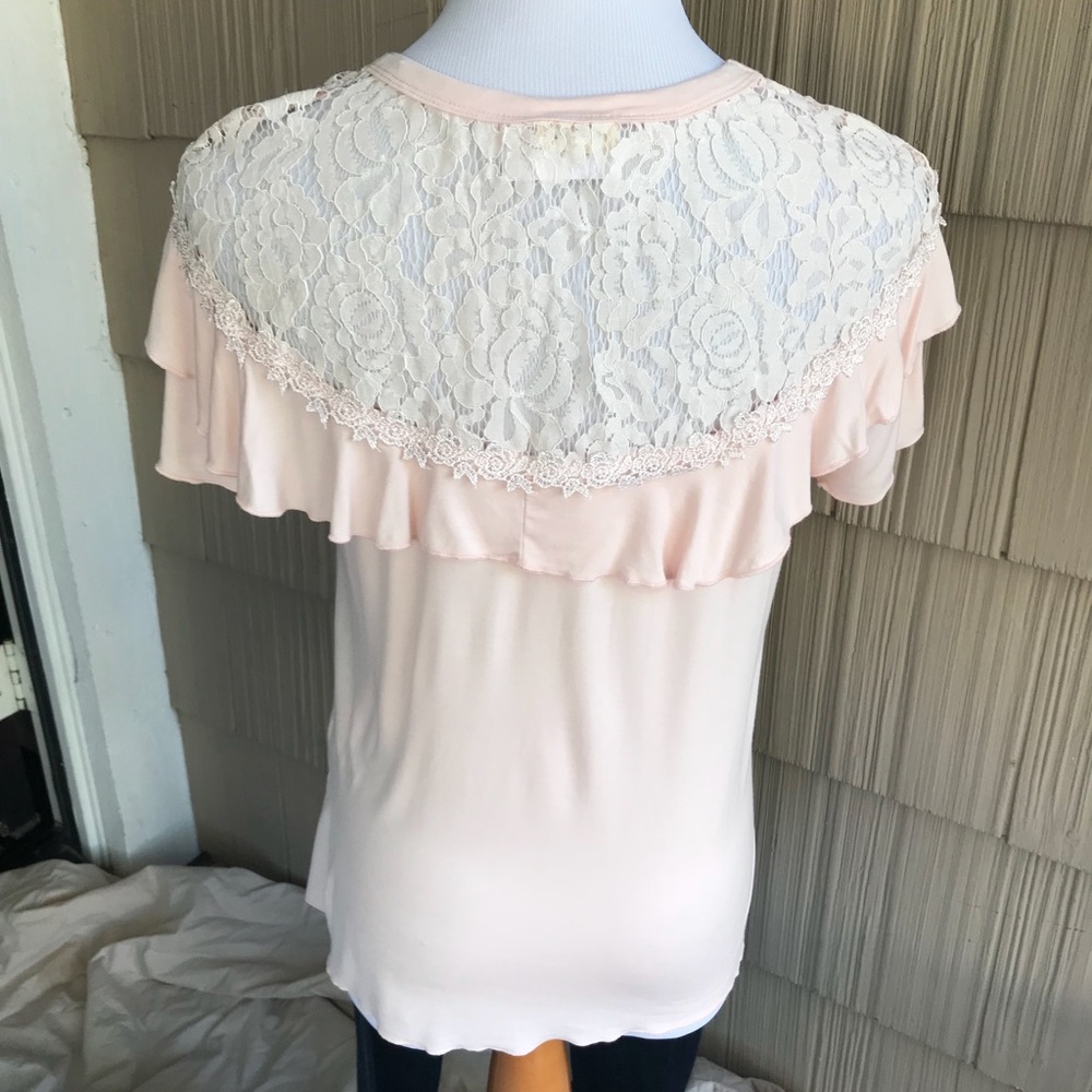 NWT POL blush pink lace-trimmed tee. - Picture 3 of 3